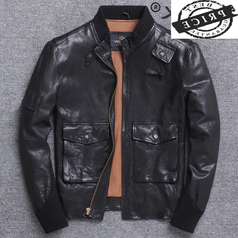

Real Leather Jacket Men Clothes 2021 Streetwear Fashion Mens Sheepskin Short Coat Slim Fit 5xl Genuine Leather Coats 1a12