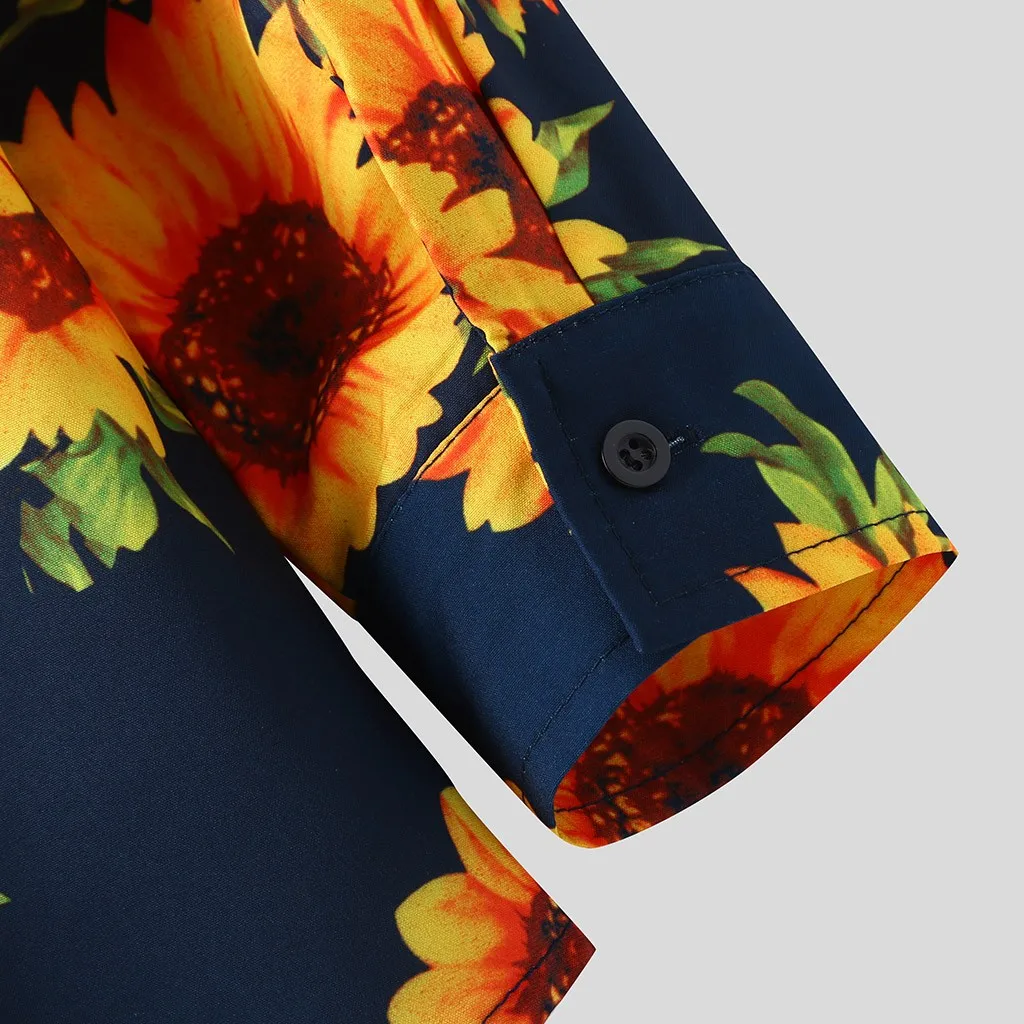 Гавайская рубашка мужская с длинным рукавом этническая Повседневная Блузка