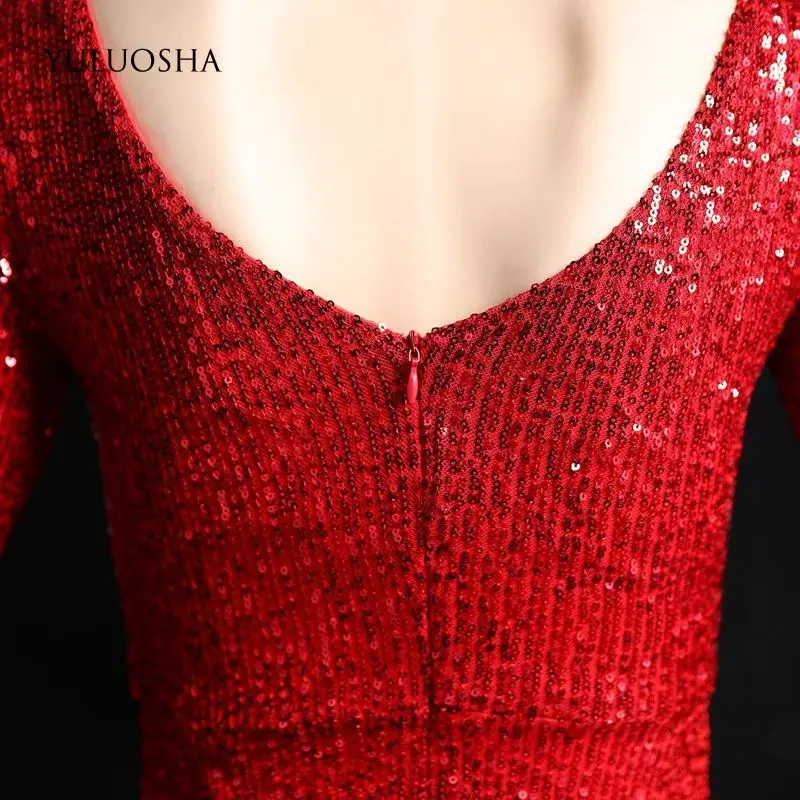 YULUOSHA/золотые вечерние платья длинное платье трапециевидной формы с блестками в