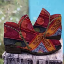 Chelsea botas curtas 2021 nova cabeça redonda com zíper de salto baixo botas femininas retro botas femininas mais tamanho 35 43 botas de mujer (4)