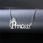 Ожерелье из нержавеющей стали с короной женское, колье из нержавеющей стали с надписью принцессы, подарочное украшение для девушек, 100%