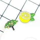 Кислый лимон эмалевая брошь лимоны дерево лацкан булавка фрукты ботаника Забавный значок сумки и одежды Ювелирные изделия Аксессуары