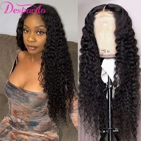 brazilian deep curly human hair short wigs for black women 100 natural middle brown lace t part 4x1 5x1 6x1 deep wave cheap wig
