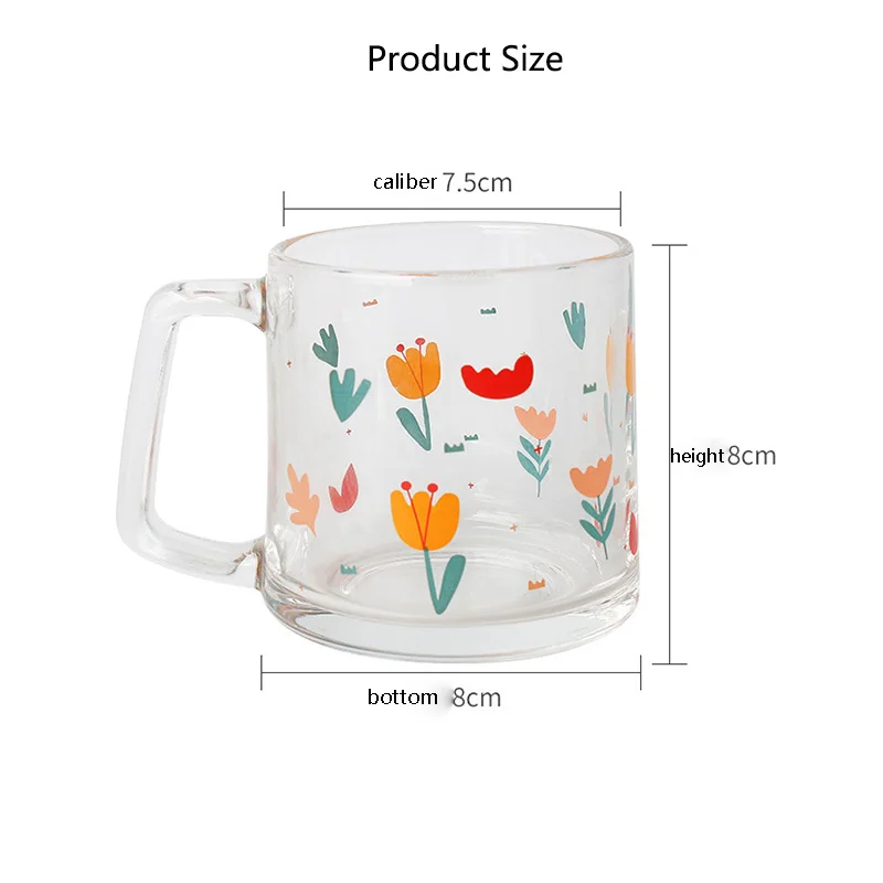 

Creative Glass Mug Cup Pattern Drinkware Breakfast Milk Cup Household Couple Water Cup Pattern Drinkware Mugs Coffee Cups