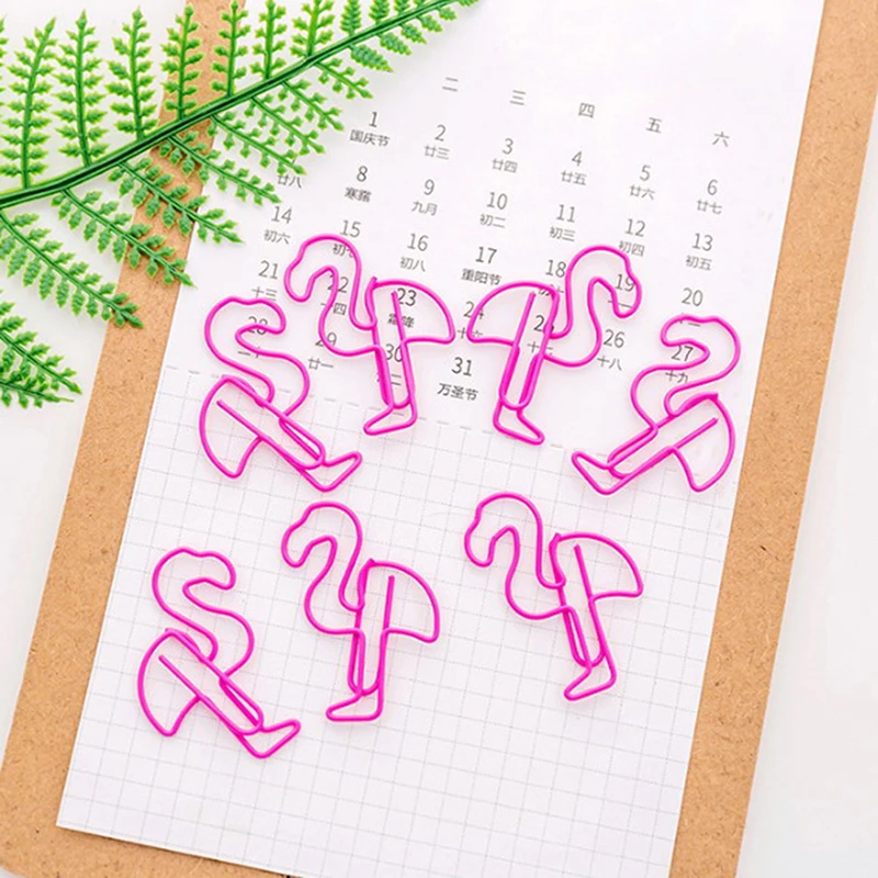 

12 шт./лот Розовый фламинго Закладка планировщик бумажный зажим металлический материал закладки для книг канцелярские школьные офисные при...