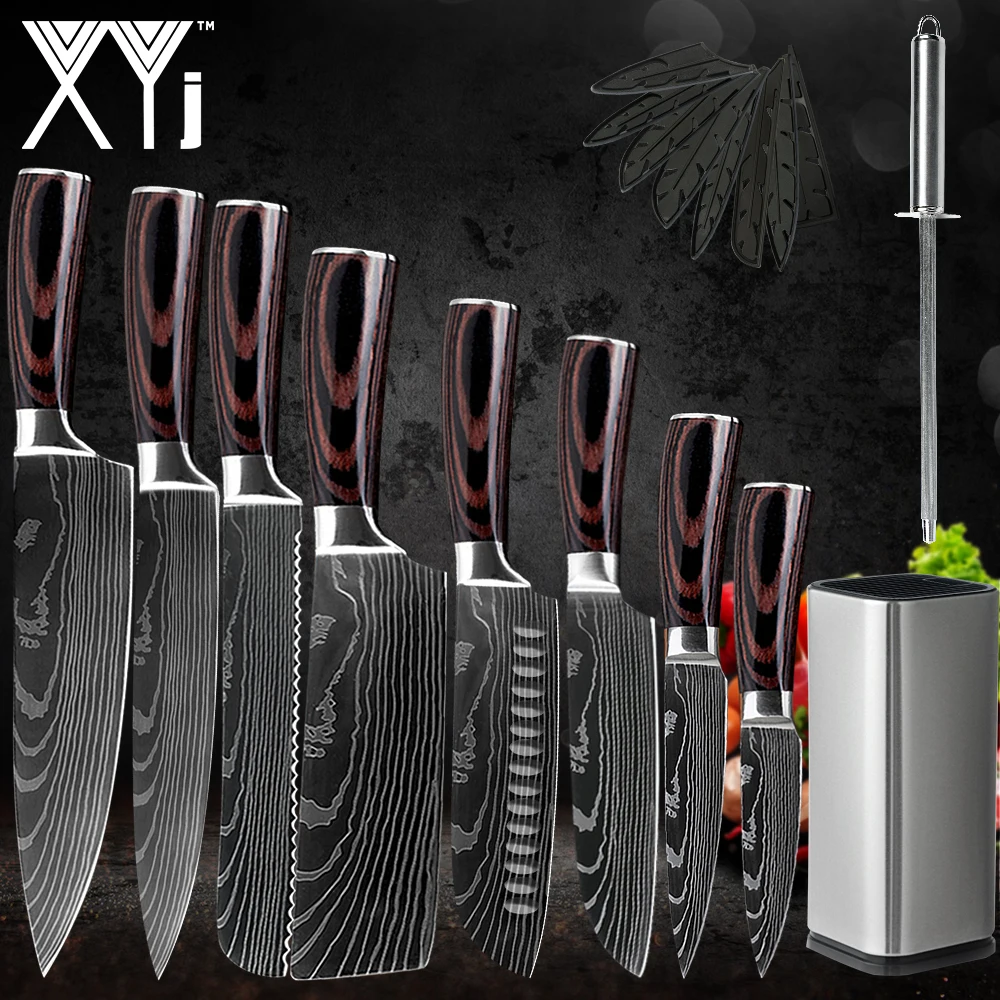 Набор кухонных ножей XYj из нержавеющей стали 7CR17 в японском стиле инструменты для
