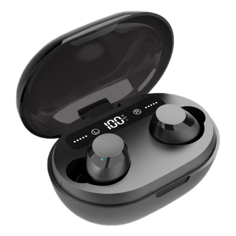 

Sports Wireless Bluetooth 5.0 Headset TWS Mini Earbud Stereo Headset with LED Digital Display Charging Compartment