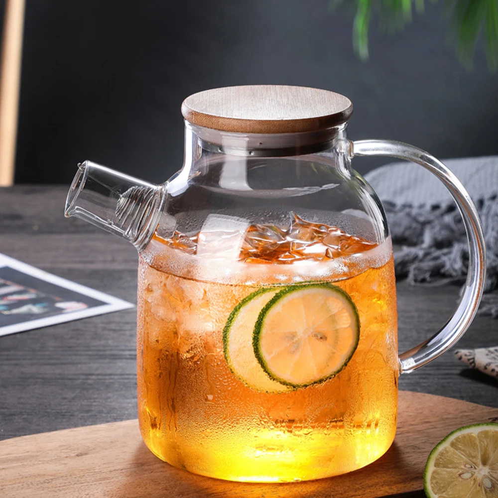 

Transparent Borosilicate Glass Teapot Heat-Resistant Large Clear Tea Pot Flower Tea Set Coffee Pots Kettle Glass Water Jug 1.6L