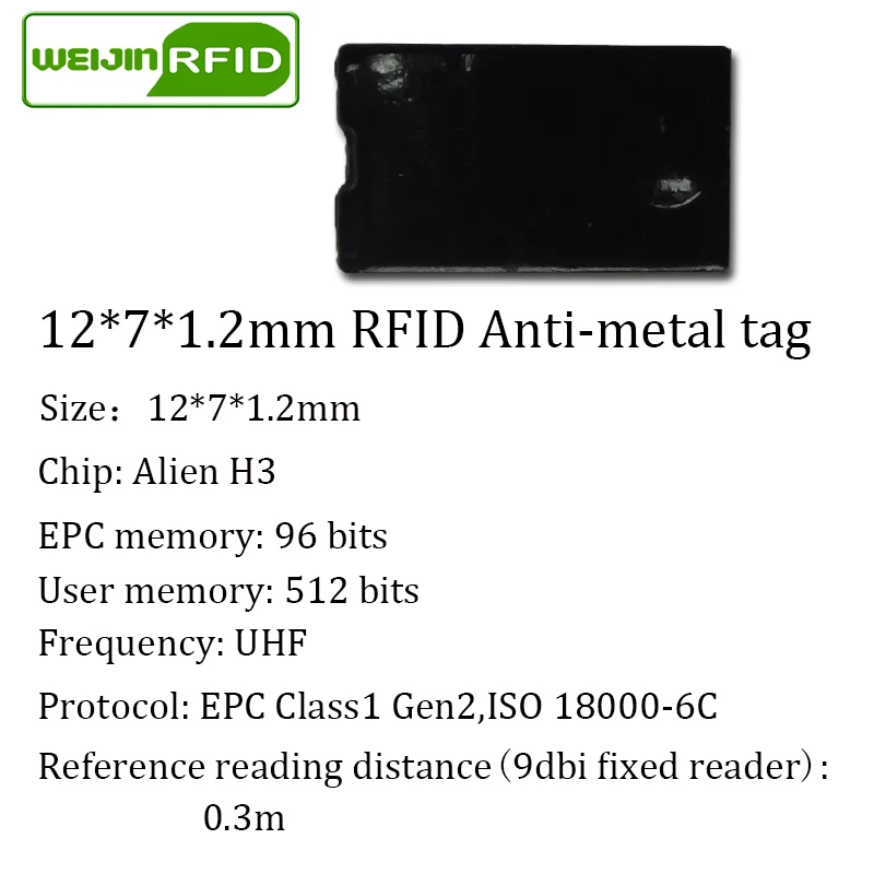 UHF RFID Метка 915 МГц 868 Alien Higgs3 EPCC1G2 6C 12*7*1 2 мм маленькие тонкие Прямоугольные