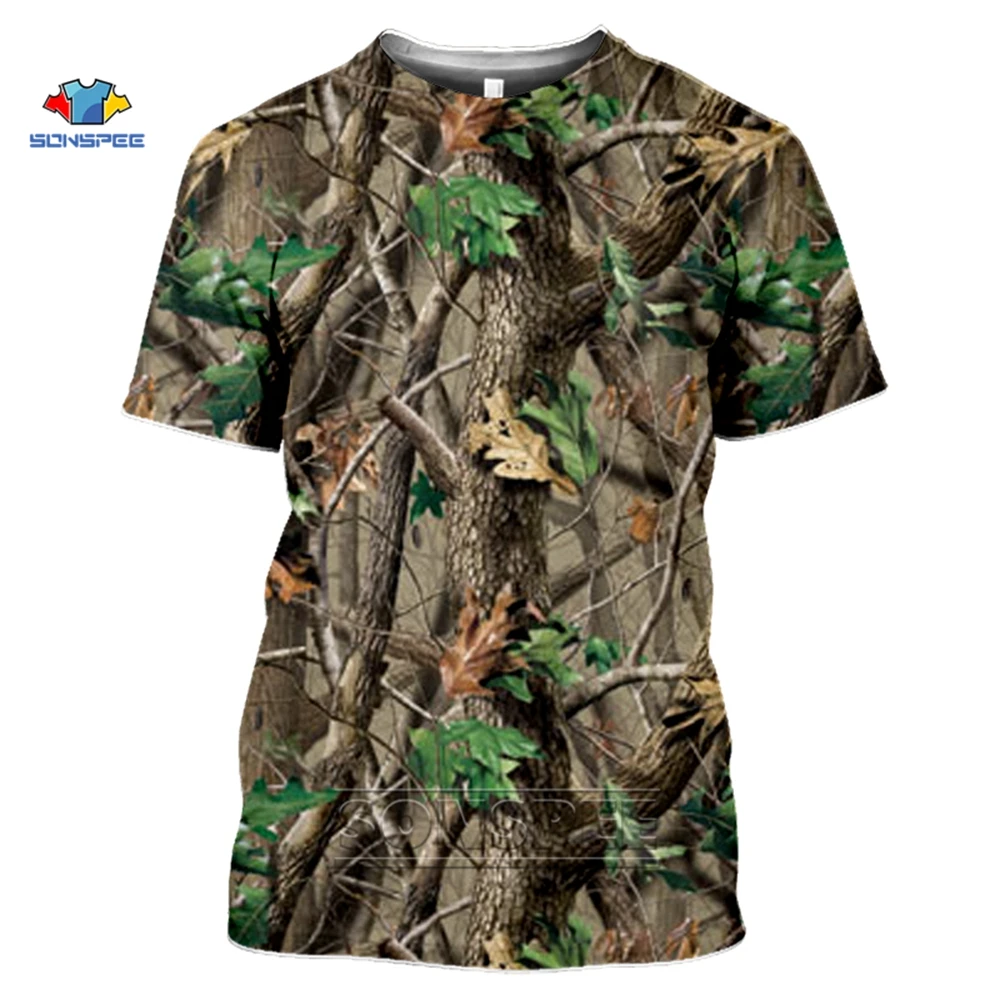 SONSPEE Outdoor Hunting Camouflage T-shirt Men 3D Print Summer Cool Military Tops Sport Camo Camp Gym Tees Shirts Mens Clothes | Мужская
