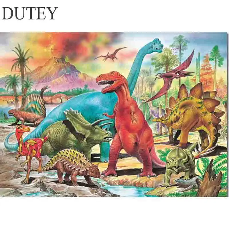 Полноразмерная Алмазная 5D картина сделай сам с динозавром семейная вышивка