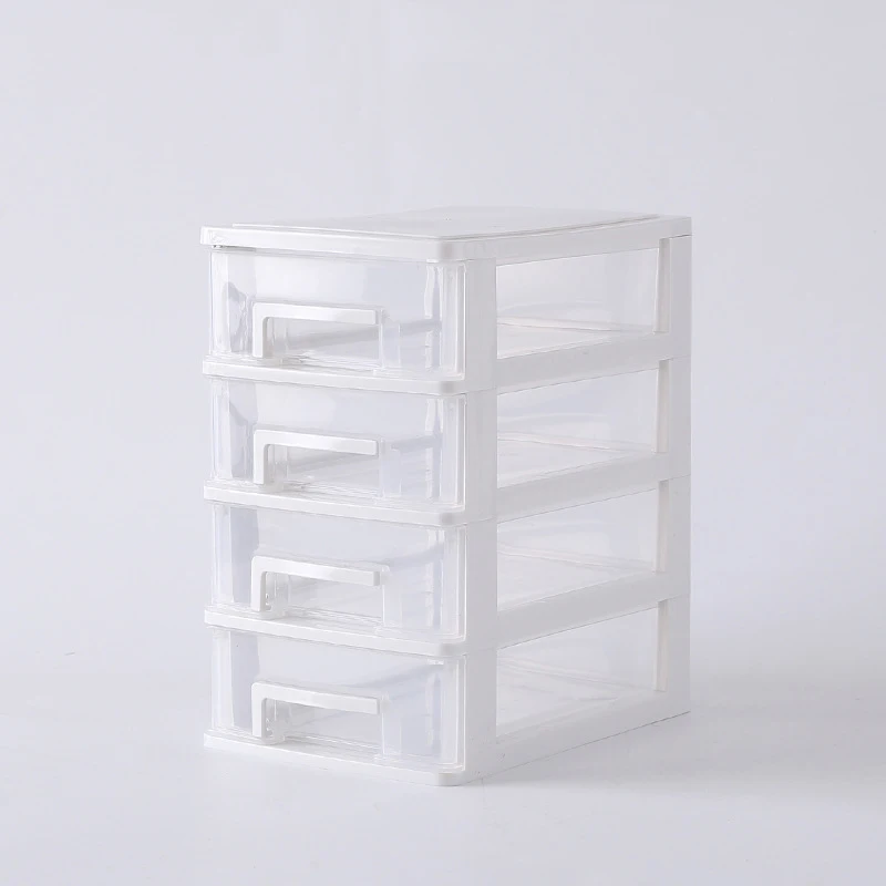 white 4 layer Прозрачный Настольный ящик для хранения, маленький ящик для стола, шкаф для хранения, пластиковый мини-ящик для хранения косметики, ящик для хранения - Цвет: white 4 layer