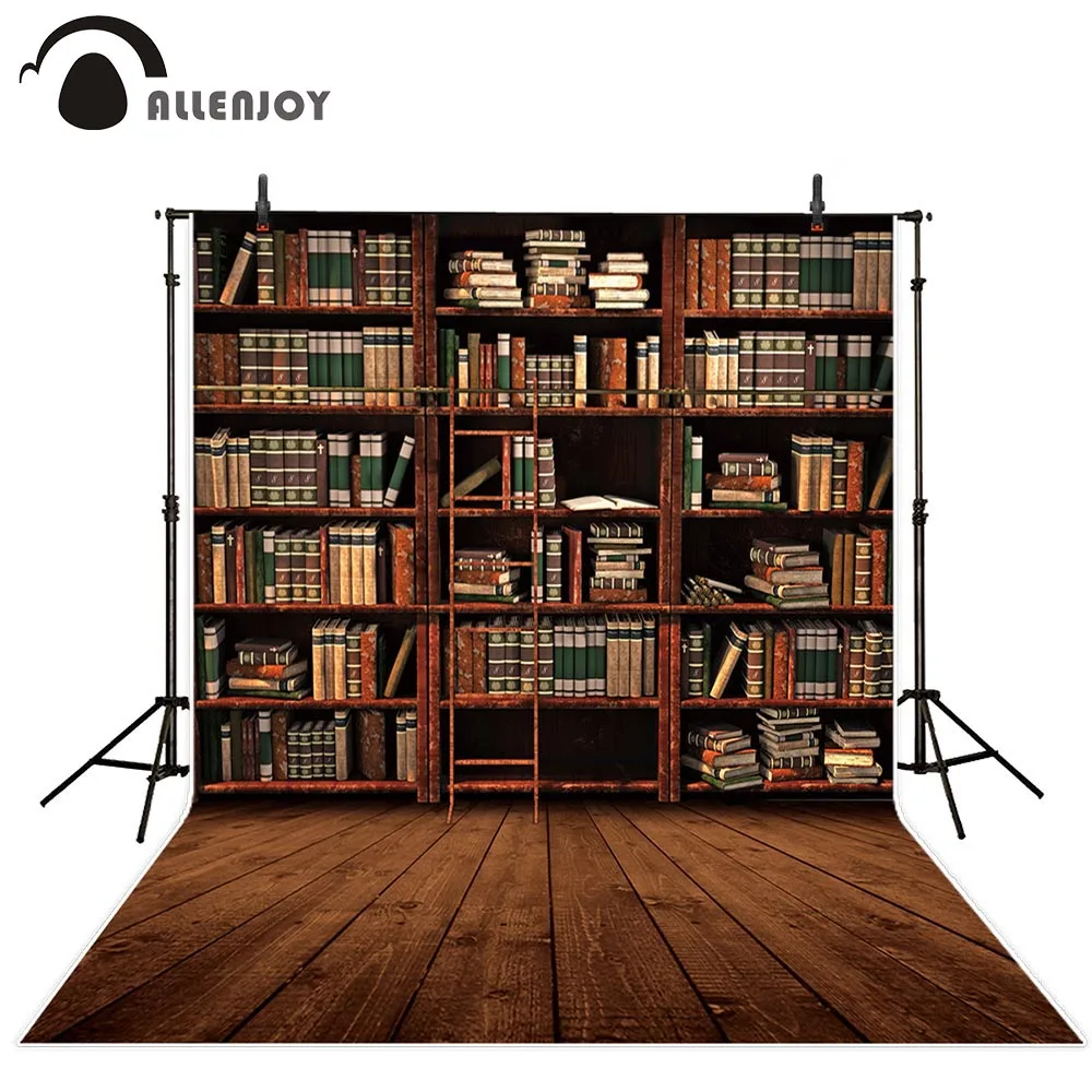 

Allenjoy Bookshelf backdrops School Library graduation Photography Photoohone Back To School photo studiobackground Photozone