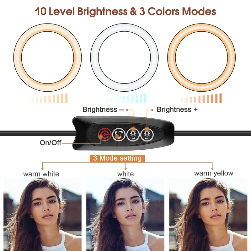 

14 Inch LED Ring Light 3200-5600K Fill Light Mobile Phone Holder Retractable Dimming with Remote Control
