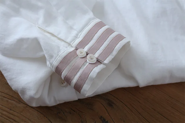 

New Spring Women Blouse Japan Style Mori Girl Cotton Stand Collar Long Sleeve Solid Color Loose Casual White Shirt Women