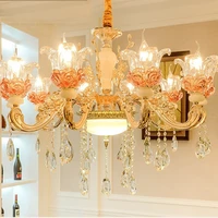 european style crystal chandeliers living room luxury dining rooms bedroom zinc alloy candle hall villa duplex building lamps