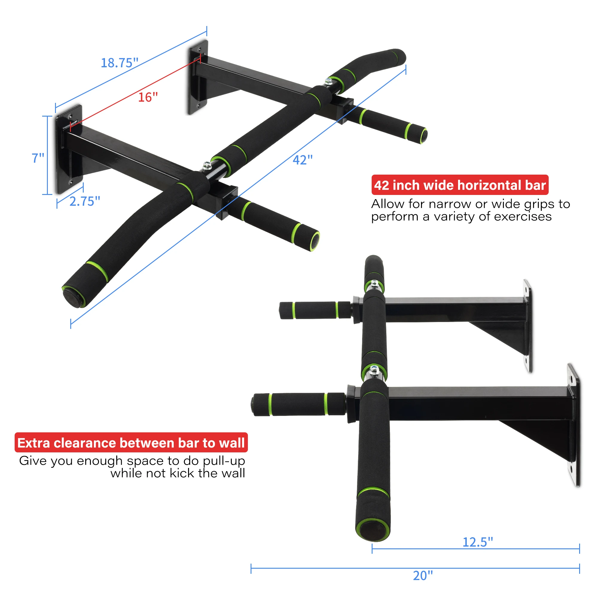 

Mounted Wall Pull Up Bar Fit Training Fitness Heavy Duty for Chin Up Bar Home Gym Equipment Sport Workout Wall Horizontal Bar