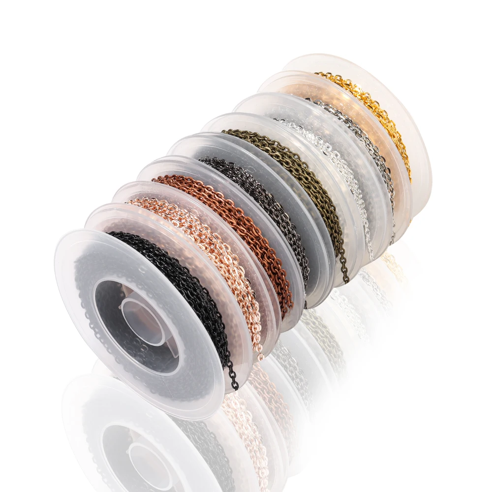 

5-10 ярдов/рулон, 2, 3, 4, 5, 6 мм, овальные звенья, плоские поперечные цепи для самостоятельного изготовления ювелирных изделий, принадлежности дл...