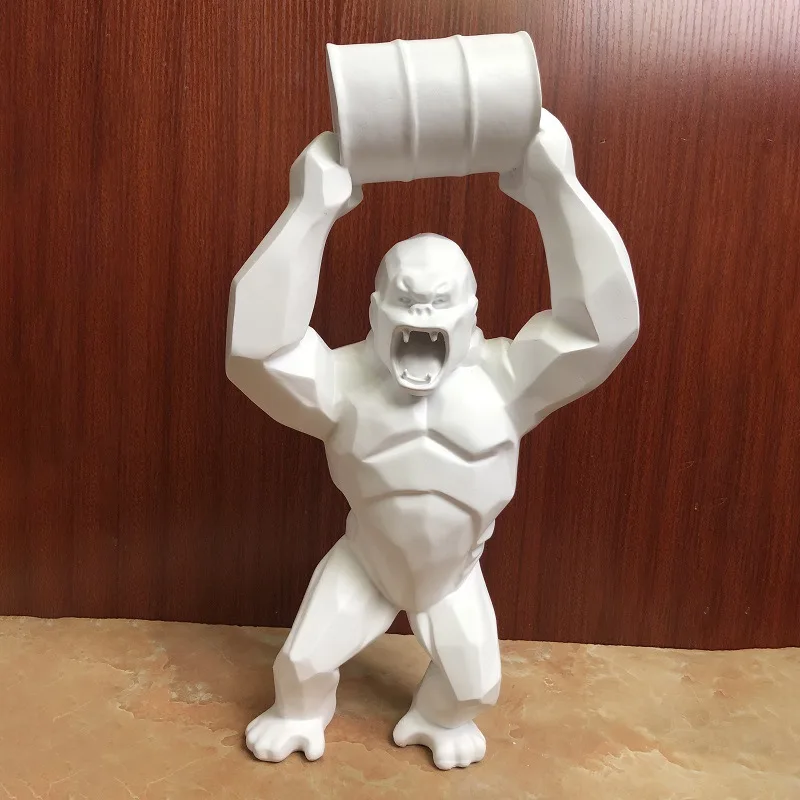 

[HHT] CREATIVE RESIN SCULPTURE KING KONG DECORATION LIFT THE BUCKET SIMULATION GORILLA FIGURE STATUE LIVING ROOM CABINET DECOR