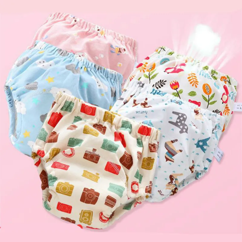 Детские хлопковые тренировочные штаны 6 слойные водонепроницаемые Многоразовые