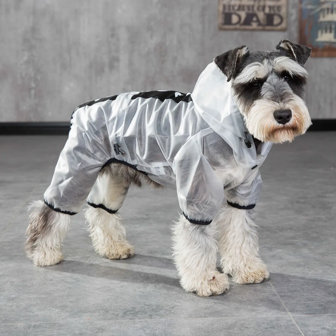 Дождевик для собак с капюшоном непромокаемый костюм полупрозрачный дождевик