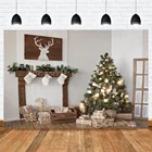 Фон для фотосъемки с изображением рождественской елки зимних оленей носков детские подарки реквизит для семейной вечеринки