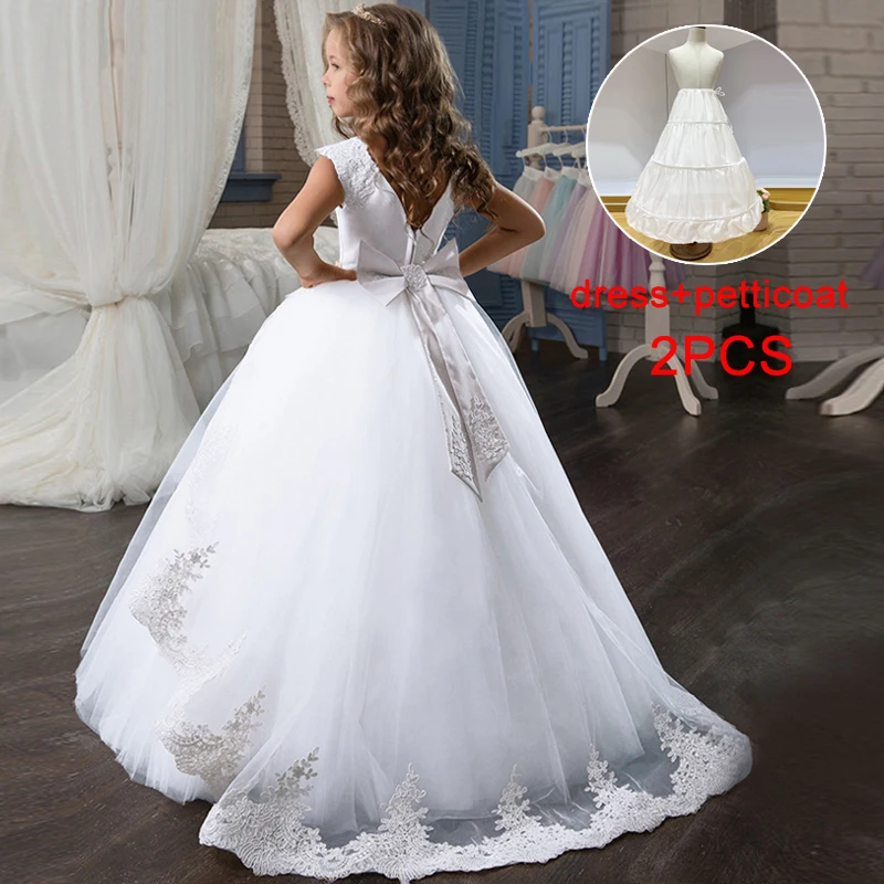 2022 Elegant First Bridesmaid Dress Girl Lace Princess Kids Dresses For Girls Children Costume Party Wedding 8 10 12 Years | Детская