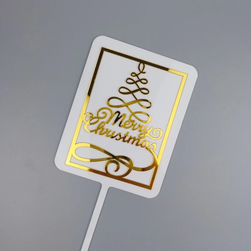 

1PC Merry Christmas Acrylic Cake Topper Gold Cake Topper For Christmas Xmas Decor