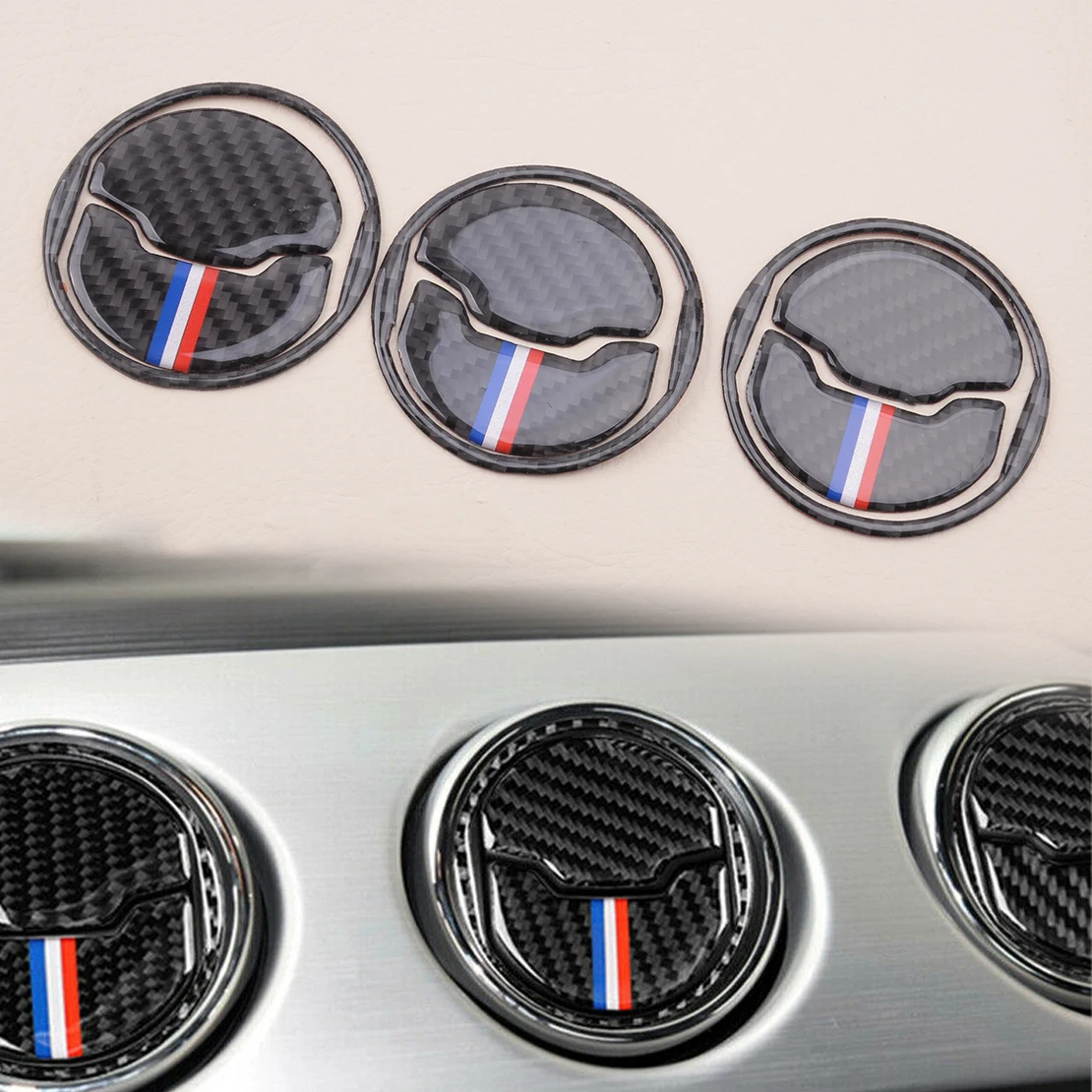 

9pcs/Set Car Black Dashboard Console Air Vent Outlet Cover Trim Fit for Ford Mustang 2015 2016 2017 2018 2019 Styling