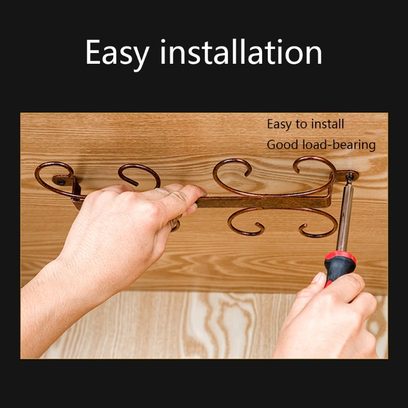 

8 Cups Wine Glass Holder Upside-Down Goblet Hanger Stand Stemware Cup Hanging Rack Shelf for Kitchen Bar