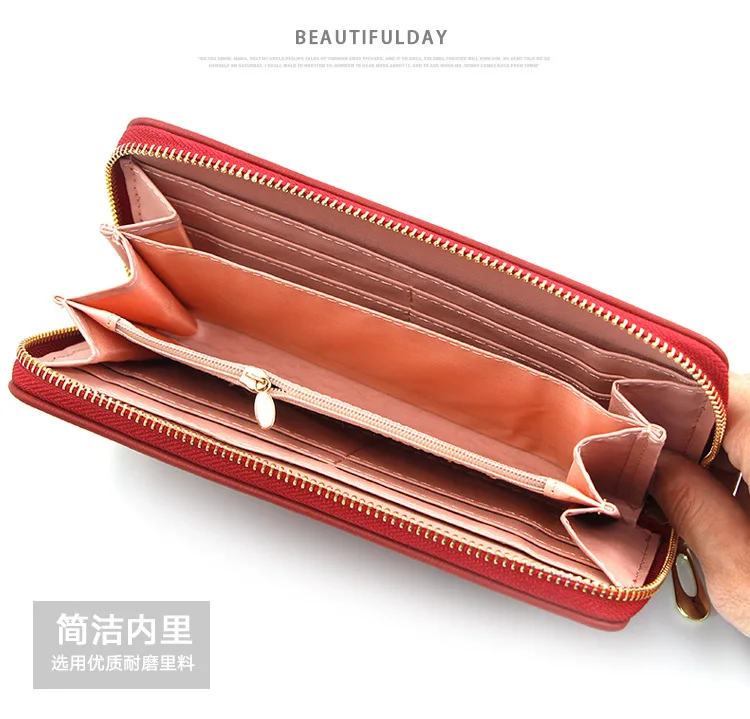 

High Quality Ladies Wallet Ladies Long Wallet Korean Flower PU Leather Zipper Clutch Bag Casual Fashion Wallet