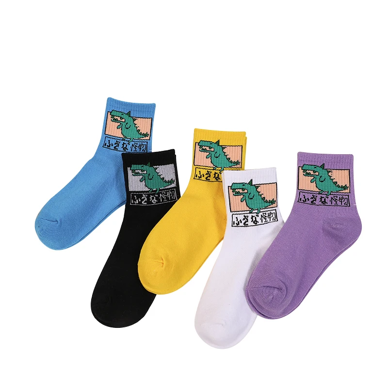 

Kawaii Crew Monster Cartoon Tube Socks Cute Cotton funny Socks White harajuku Female and Ladies Sox Japanese Unisex korean 35-43