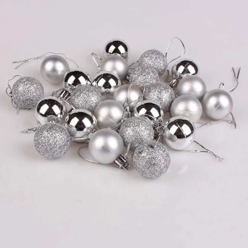 24 шт. 30 мм Мини Рождественские шары безделушки пластиковые подвесные украшения