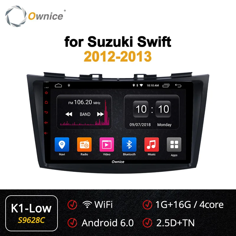 S9628 K1-Low Ownice K2 K3 K5 K6 2Din Android 9,0 автомобильный Радио dvd-плеер для Suzuki Swift 2012 2013 gps Navi Стерео 4G LTE 360 панорама DSP - Цвет: S9628 K1-Low