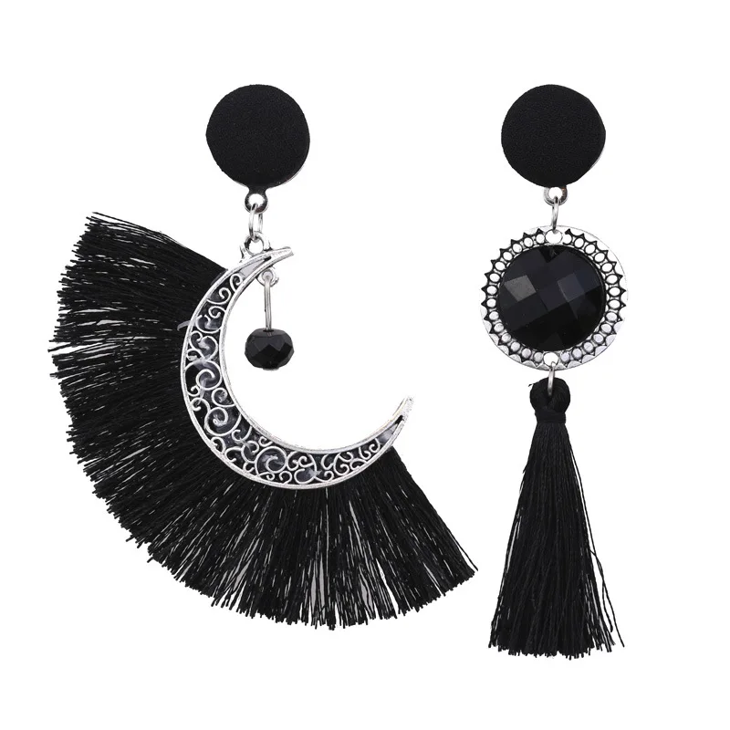 

bohemian Retro asymmetric sun moon statement earrings 2020 drop dangle tassel earrings for women fringe earringsfashion jewelry