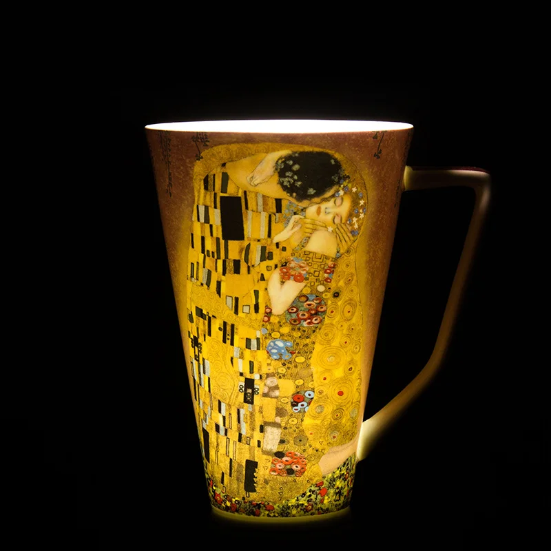 Klimt картина Поцелуй Дизайн тонкой кости Китай кофейная кружка & Ван Гог