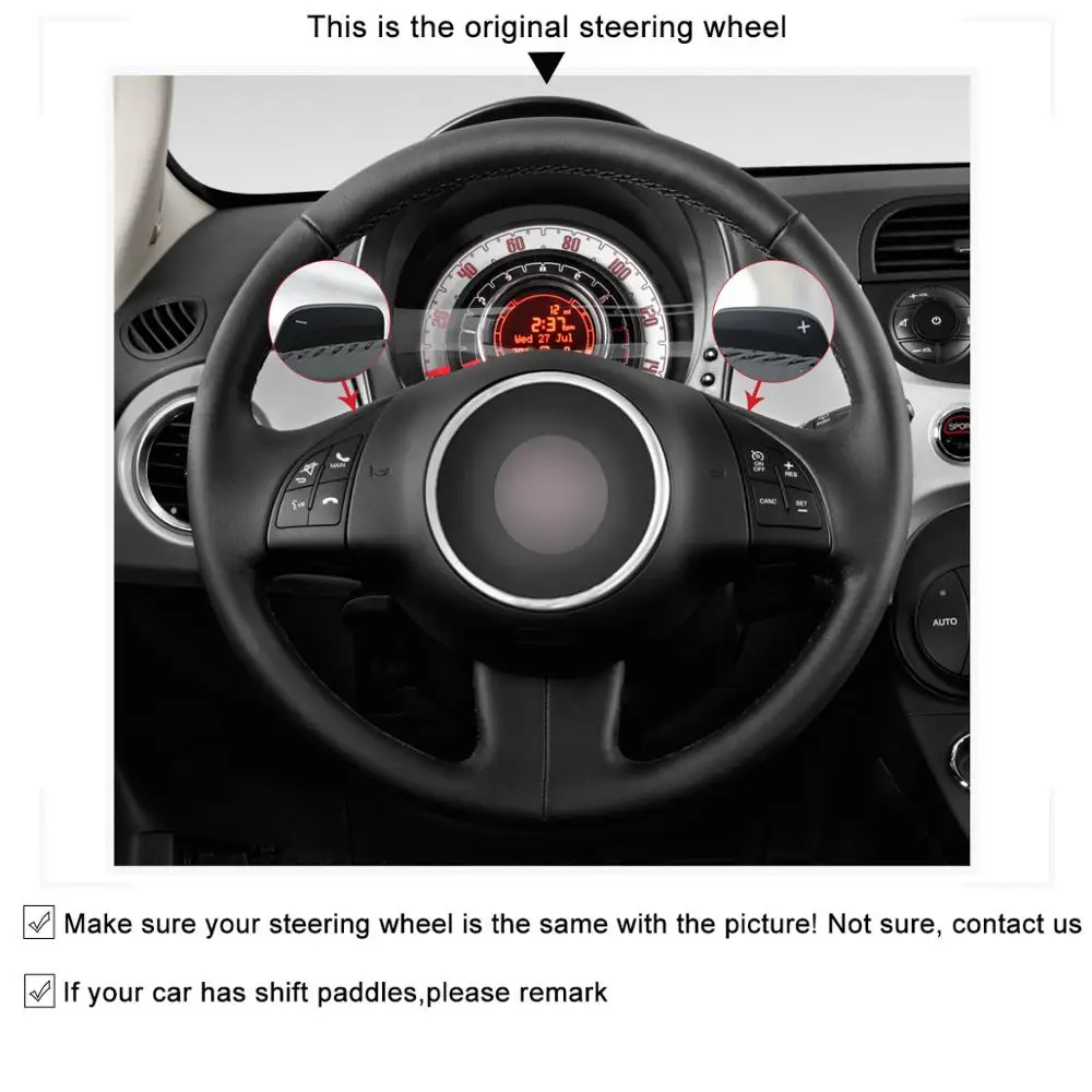 MEWANT черно желтая кожаная искусственная кожа для Fiat 500 2008 2009 2010 2011|Чехлы на руль| |