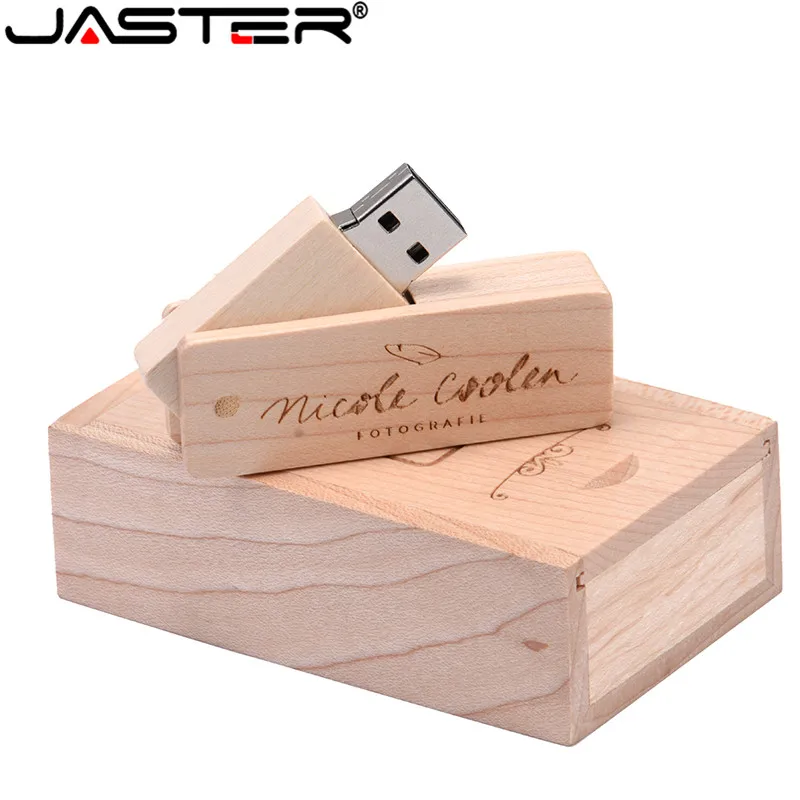 

JASTER USB 2.0 (1 PCS free LOGO) wooden usb +Push-pull box USB flash drive memory stick pendrive 4G 8G 16G 32G 64G u disk gifts