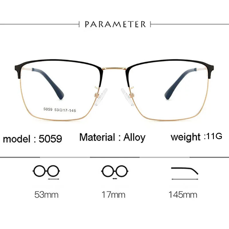 

Full Rim Metal Frame Glasses For Man and Woman Fashional Design Business Style Retro Myopia Eyewears
