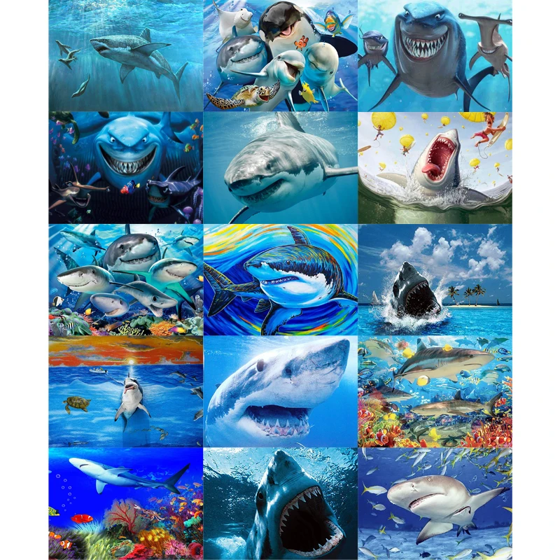 Алмазная 5d картина сделай сам с изображением акулы Стразы алмазная вышивка