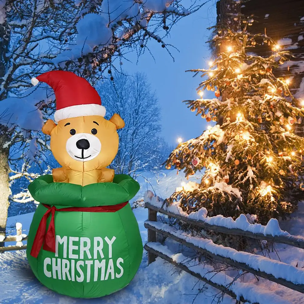

1.5m Cute Christmas Inflatable Blow Up Santa Puppy Decorations With LED Lights For Xmas Yard Lawn Outdoor Decor