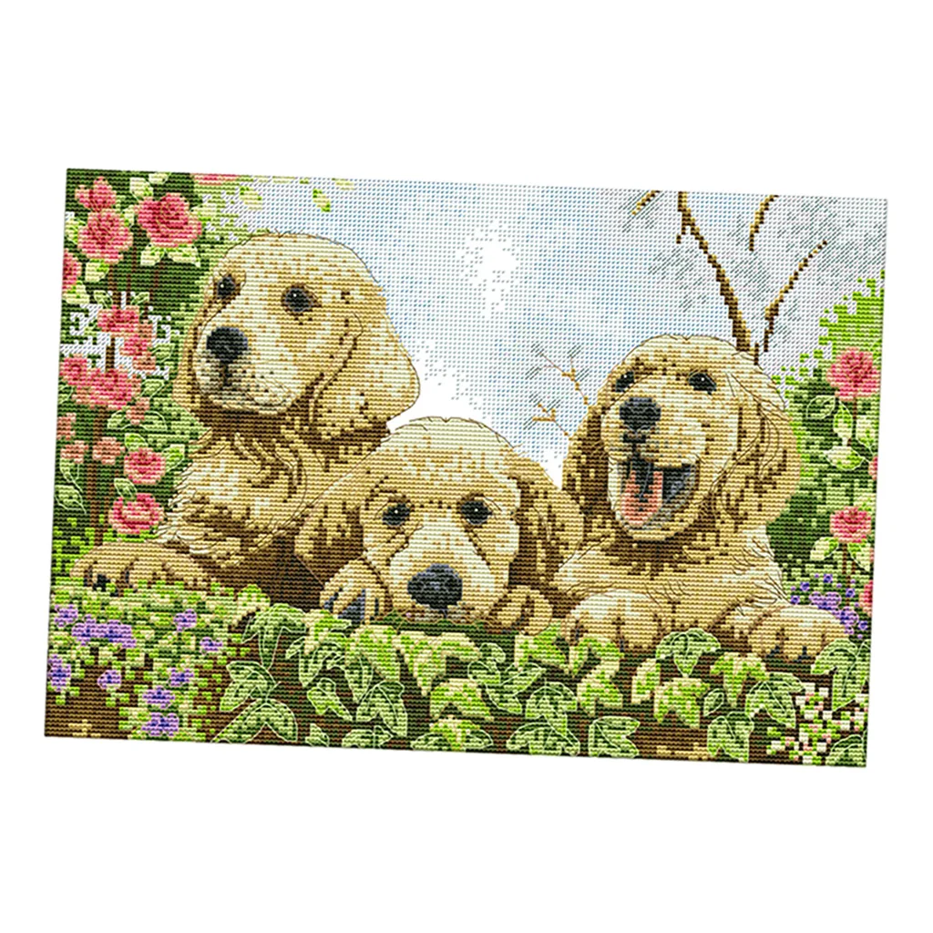 

Cute Dog Pattern Stamped & Counted Cross Stitch Kits For Woman Beginners DIY
