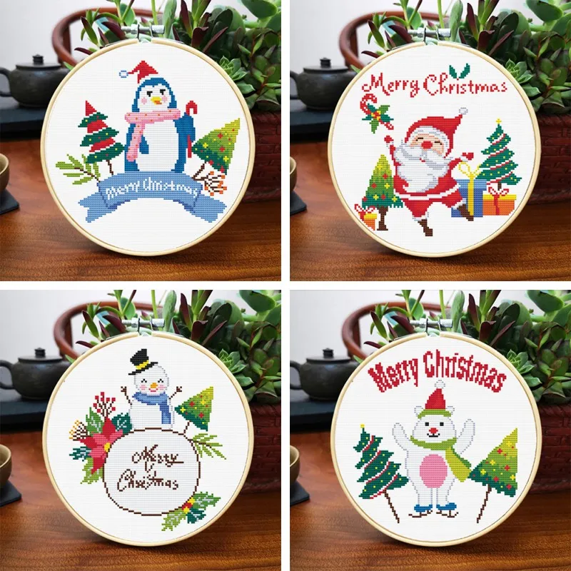 

Christmas DIY Embroidery Material Package Handmade Creative Beginner Sewing Tools Cross Stitch Kits Embroidery Hoop