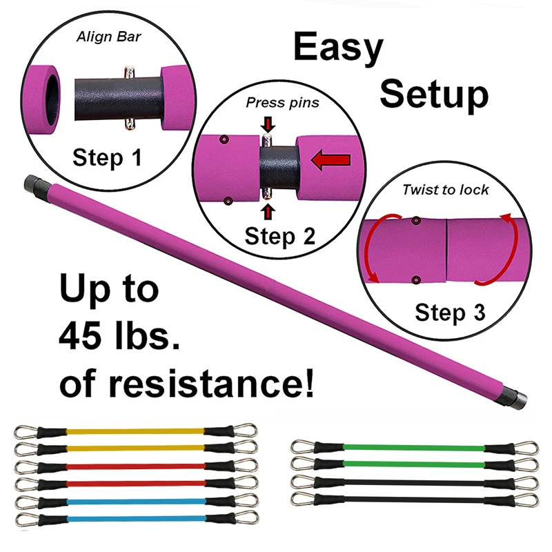 구매 5 개의 저항 밴드가 있는 150LB 조정 가능한 필라테스 바 세트, 전신 운동을위한 휴대용 체육관 스틱 크로스 핏 요가 홈 피트니스 구매 5 개의 저항 밴드가 있는 150LB 조정 가능한 필라테스 바 세트, 전신 운동을위한 휴대용 체육관 스틱 크로스 핏 요가 홈 피트니스