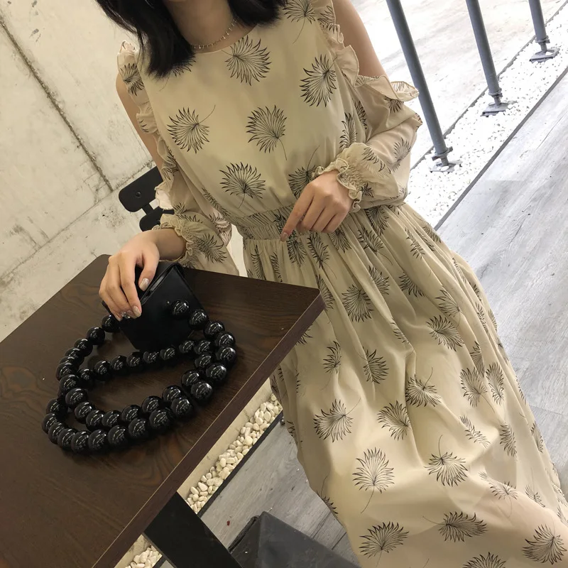 Женское платье в стиле бохо на весну и лето элегантное милое с цветочным принтом