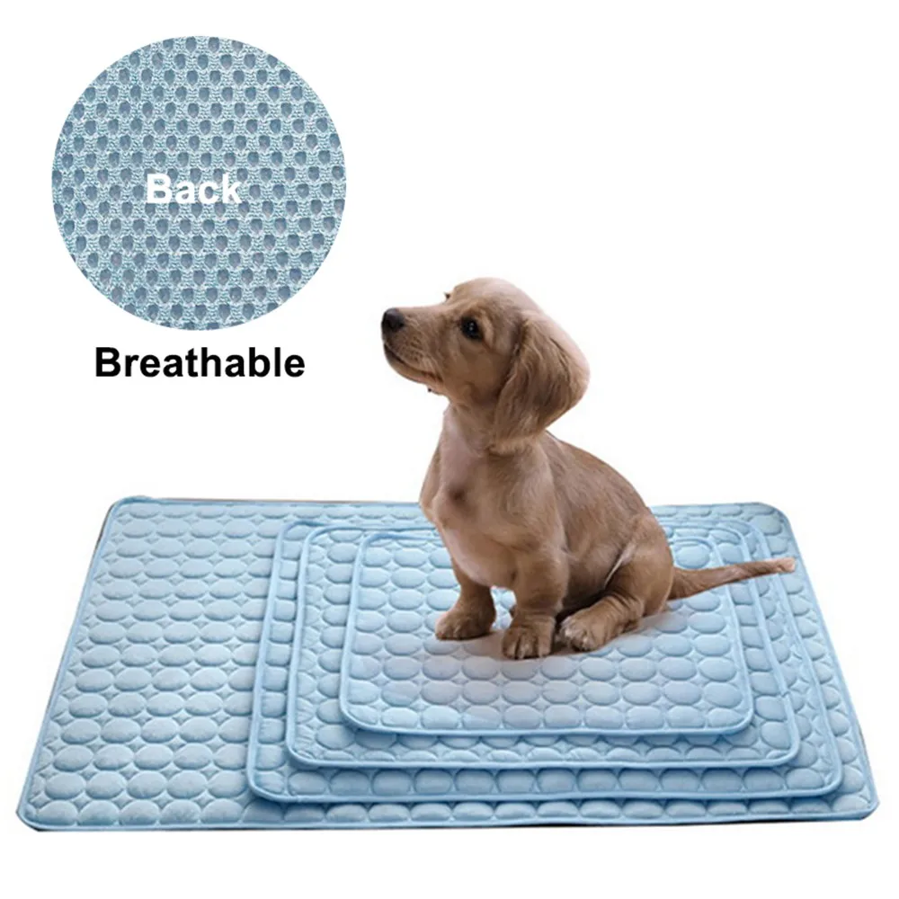 mesh cloth blue Коврик для собак охлаждающий летние с мягкой подкладкой коврик для собак одеяло для кошек диван дышащая кровать для собак летняя моющаяся для маленьких средних и больших собак Автомобиль - Цвет: mesh cloth blue