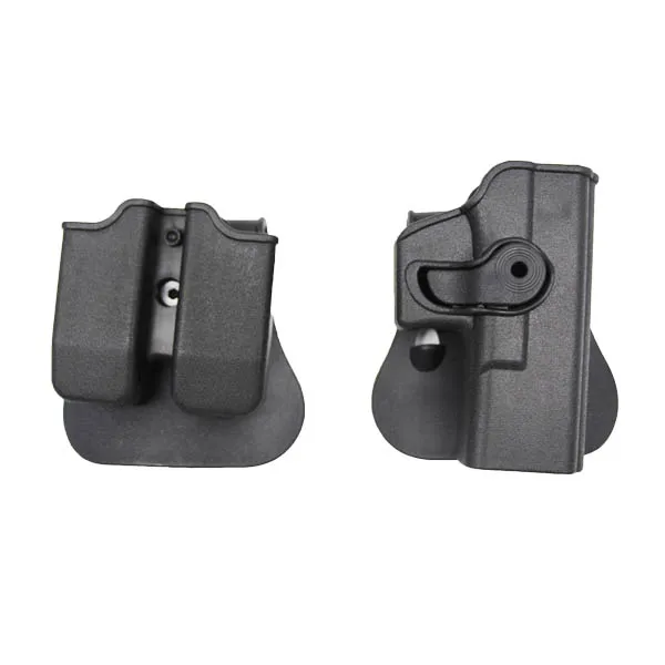 BK set for glock Тактический IMI пистолет кобура для Glock 17 19 сгустков 1911 M9 правая рука поясной ремень охотничий Airsoft кобура для пистолета с журнальными сумками - Цвет: BK set for glock