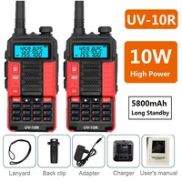 2 pcs baofeng uv 10r portable walkie talkie 10w hf transceiver vhf uhf hunting radio 10km long range ham cb radio station 128ch