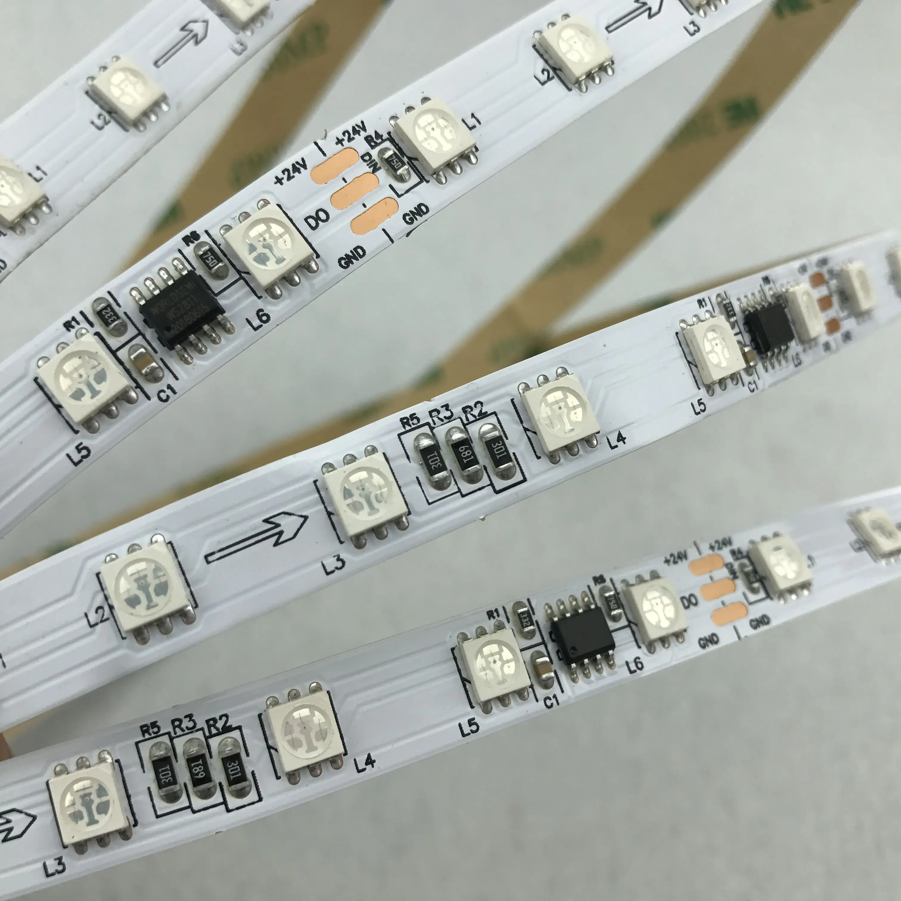 5 м 24 в постоянного тока WS2811 60 светодиодный s/m (10 пикселей/м) белая печатная плата