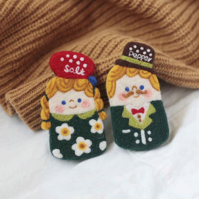 

Non-Finished New Fashion Cartoon Brooch Wool Felt Craft DIY Package Handcraft Kit For Needle Material Pack